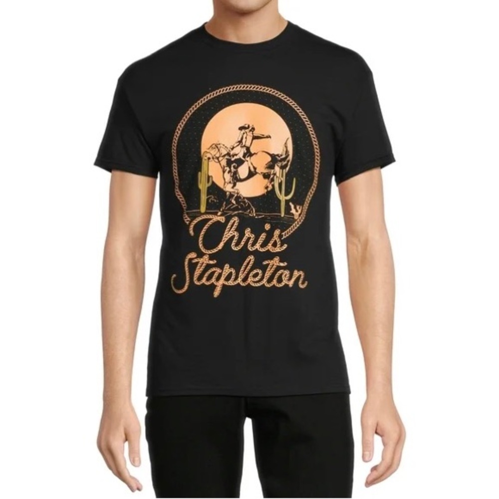 CHRIS STAPLETON Black Graphic Cowboy Band Tee